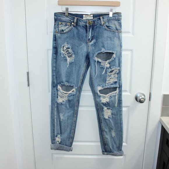 One Teaspoon Size 25 Awesome Baggies Low Waist Relaxed Leg Distressed - Picture 1 of 2